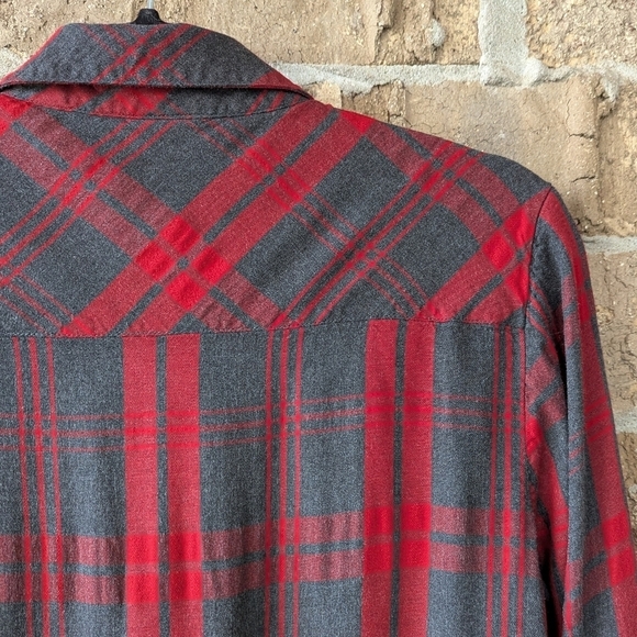 Cabi Red Gray Plaid Cunningham Shirt Long Sleeve Size Small - Picture 7 of 11